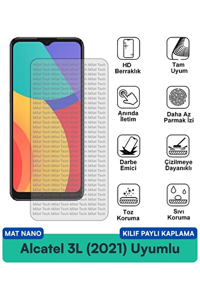 Milat Tech فيلم حماية للشاشة متوافق مع حافظة Alcatel 3L (2021) مات نانو مقاوم...