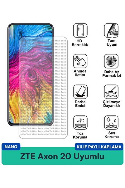 Milat Tech غطاء حماية شاشة متوافق مع ZTE Axon 20 Nano، حماية ضد الصدمات، حساس...