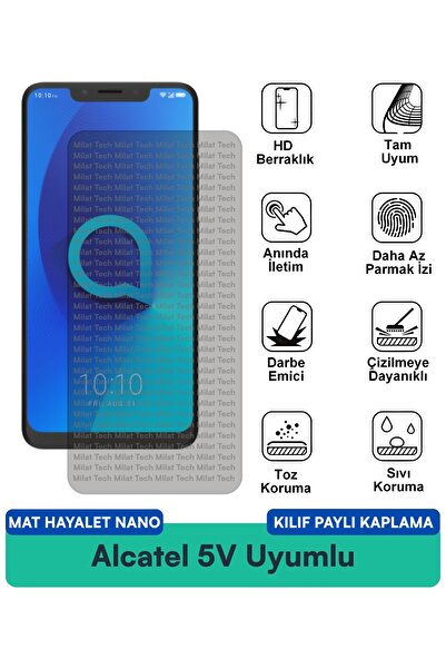 Milat Tech غطاء حماية نانو متوافق مع هاتف Alcatel 5V Mat Ghost، فيلم حماية لل...