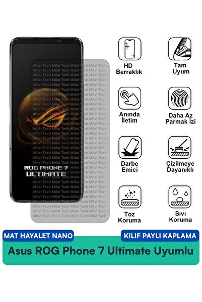 Milat Tech حافظة Asus ROG Phone 7 Ultimate Mat Hayalet Nano متوافقة مع طبقة ح...