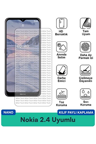 Milat Tech حافظة نوكيا 2.4 نانو متوافقة مع طبقة حماية الشاشة، مقاومة للخدش، م...