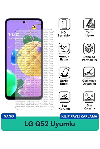 Milat Tech غطاء حماية شاشة متوافق مع LG Q52 Nano مقاوم للخدوش والصدمات