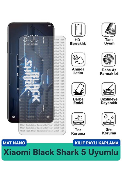 Milat Tech غطاء حماية نانو مطفي لهاتف شاومي بلاك شارك 5 متوافق مع فيلم حماية ...