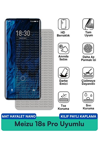 Milat Tech حافظة Meizu 18s Pro Mat Hayalet Nano متوافقة مع طبقة حماية الشاشة،...