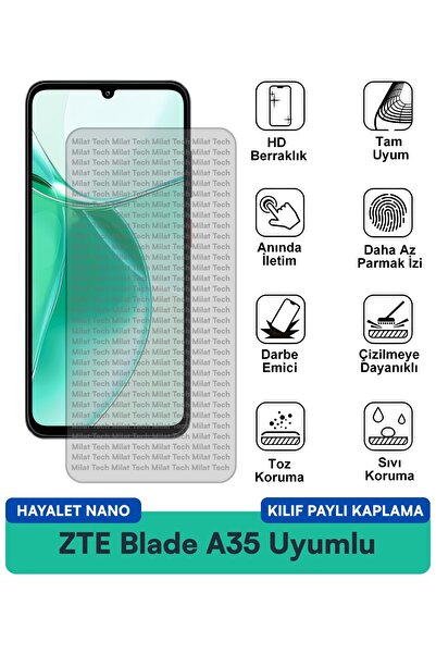 Milat Tech غطاء حماية نانو لهاتف ZTE Blade A35 متوافق مع طبقة حماية الشاشة مق...