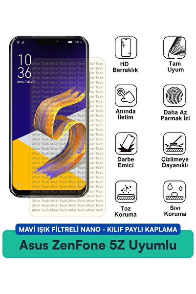 Milat Tech حافظة نانو متوافقة مع هاتف Asus ZenFone 5Z مع فلتر الضوء الأزرق وط...