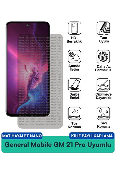 Milat Tech حافظة نانو جنرال موبايل GM 21 Pro غير اللامعة المتوافقة مع فيلم حم...