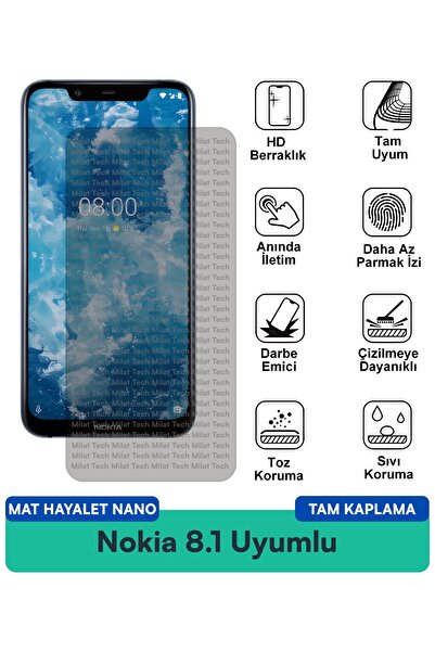 Milat Tech فيلم حماية الشاشة Nokia 8.1 Matte Ghost Nano يحمي الخصوصية ولا يتر...