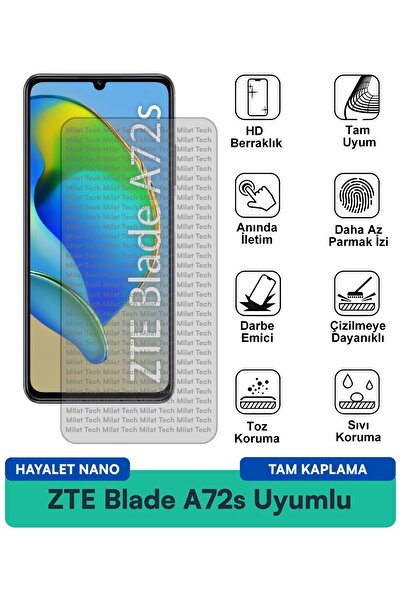 Milat Tech طبقة حماية للشاشة من ZTE Blade A72s Hayalet Nano مقاومة للخدوش وال...