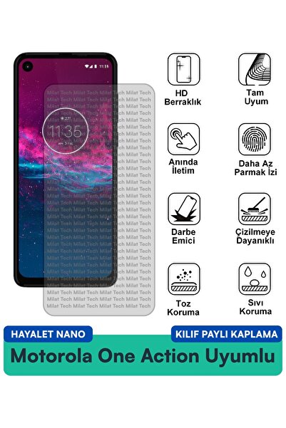 Milat Tech حافظة Motorola One Action Ghost Nano متوافقة مع حماية الشاشة وخصوص...
