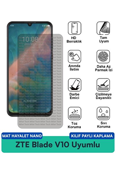 Milat Tech حافظة ZTE Blade V10 Mat Hayalet Nano متوافقة مع طبقة حماية الشاشة ...