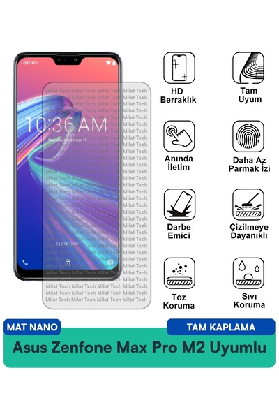 Milat Tech طبقة حماية للشاشة من Asus Zenfone Max Pro M2 Mat Nano تقلل من انعك...