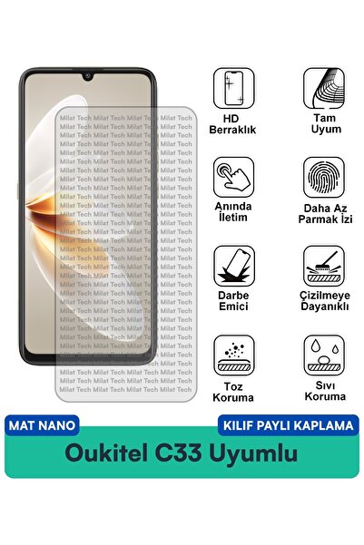 Milat Tech غطاء حماية نانو متوافق مع هاتف Oukitel C33، فيلم حماية للشاشة مقاو...
