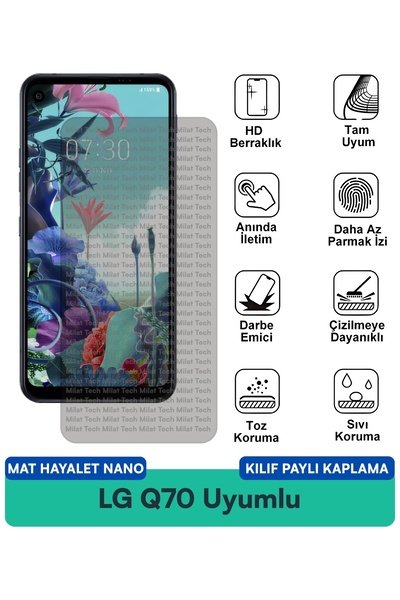 Milat Tech غطاء حماية شاشة متوافق مع LG Q70 مات جوست نانو مقاوم للخدوش والصدمات