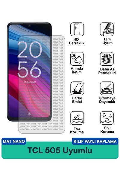 Milat Tech غطاء حماية TCL 505 مات نانو متوافق مع واقي الشاشة مقاوم للخدوش