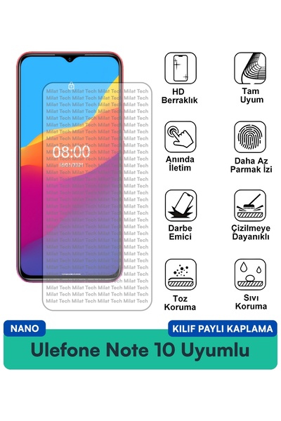 Milat Tech Ulefone Note 10 Nano Case Compatible Screen Protection Film Resist...