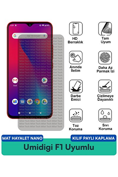 Milat Tech حافظة Umidigi F1 Matte Ghost Nano متوافقة مع واقي الشاشة وطبقة حما...