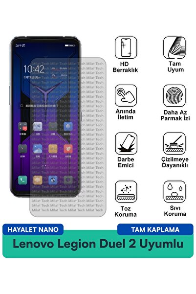 Milat Tech فيلم حماية الشاشة Lenovo Legion Duel 2 Hayalet Nano مقاوم للخدوش و...