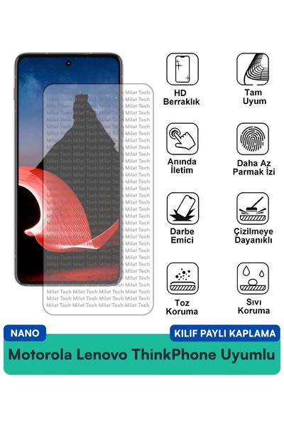 Milat Tech غطاء حماية شاشة متوافق مع هاتف موتورولا لينوفو ثينك فون نانو مقاوم...