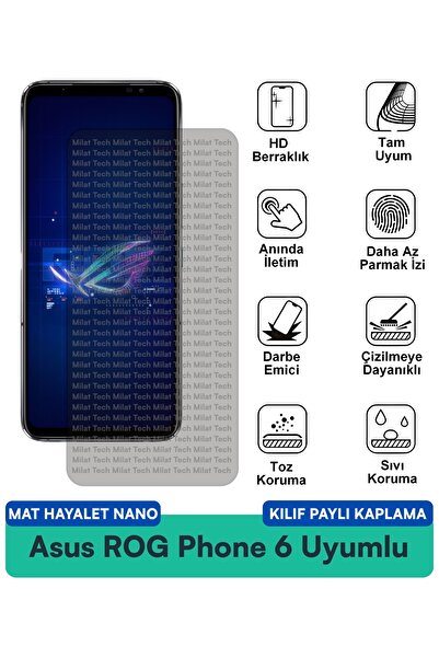 Milat Tech حافظة Asus ROG Phone 6 Matte Ghost Nano متوافقة مع طبقة حماية الشا...