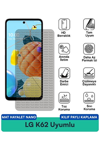 Milat Tech غطاء حماية نانو متوافق مع هاتف LG K62 مات هايت، فيلم حماية للشاشة ...