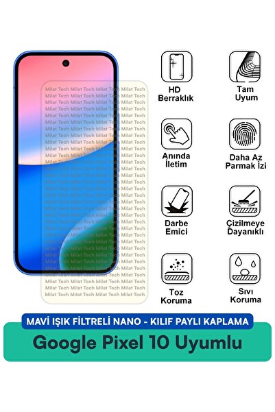 Milat Tech غطاء نانو متوافق مع هاتف جوجل بيكسل 10 مع فلتر الضوء الأزرق وطبقة ...