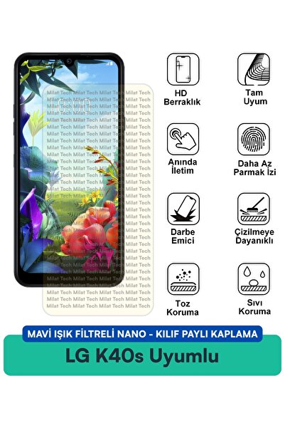 Milat Tech غطاء نانو مزود بفلتر الضوء الأزرق من LG K40s، طبقة حماية للشاشة مت...