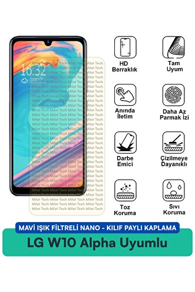 Milat Tech فلتر الضوء الأزرق LG W10، غطاء نانو متوافق مع طبقة حماية الشاشة، م...