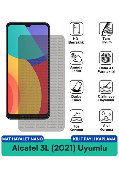 Milat Tech فيلم حماية للشاشة متوافق مع حافظة Alcatel 3L (2021) Matte Ghost Na...