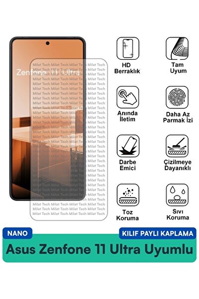 Milat Tech حافظة Asus Zenfone 11 Ultra Nano متوافقة مع طبقة حماية للشاشة مقاو...