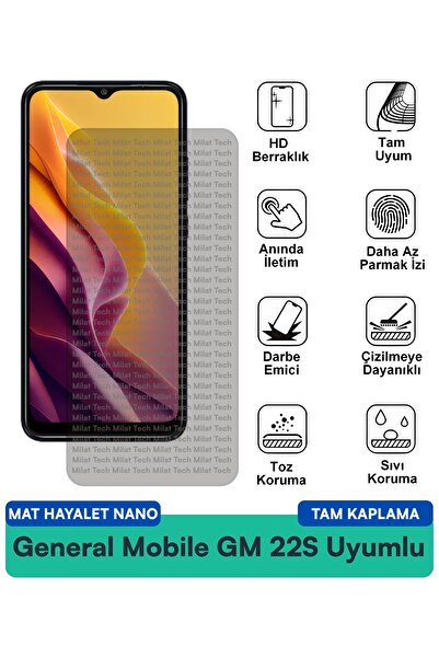 Milat Tech فيلم حماية الشاشة جنرال موبايل GM 22S مات هايلايت نانو مقاوم للخدو...
