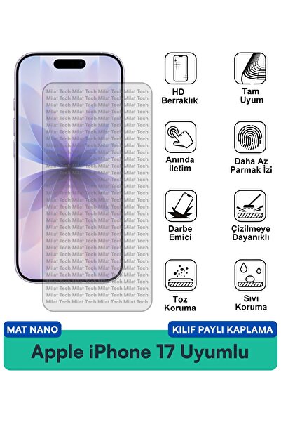 Milat Tech غطاء حماية نانو متوافق مع شاشة آيفون 17 من آبل، يحمي العين ويمنع ا...