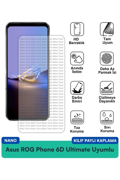 Milat Tech حافظة هاتف Asus ROG Phone 6D Nano متوافقة مع فيلم حماية الشاشة هيك...