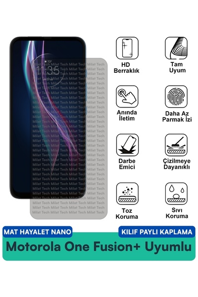 Milat Tech غطاء حماية نانو متوافق مع هاتف موتورولا وان فيوجن+ مع طبقة حماية ل...