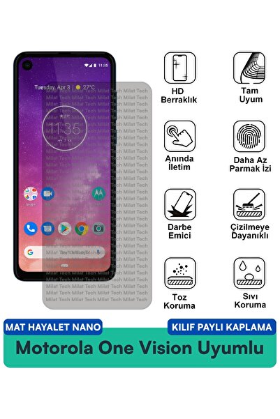 Milat Tech Motorola one vision matte ghost nano case compatible screen protec...
