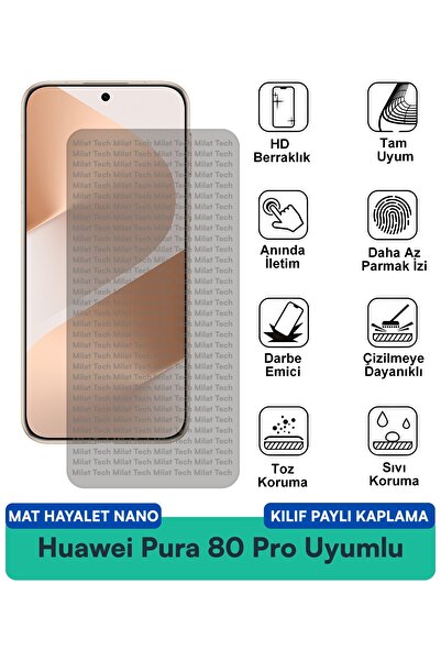 Milat Tech حافظة هواوي بورا 80 برو مات هايت نانو متوافقة مع طبقة حماية الشاشة...