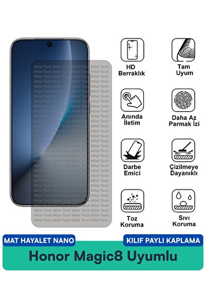Milat Tech حافظة Honor Magic8 Matte Ghost Nano متوافقة مع طبقة حماية الشاشة م...
