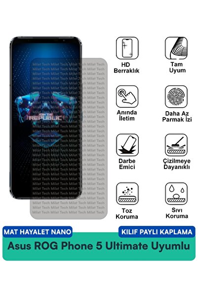 Milat Tech حافظة Asus ROG Phone 5 Ultimate Matte Ghost Nano متوافقة مع واقي ا...