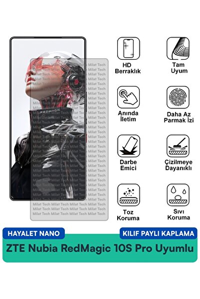 Milat Tech حافظة ZTE Nubia RedMagic 10S Pro Hayalet Nano متوافقة مع طبقة حماي...
