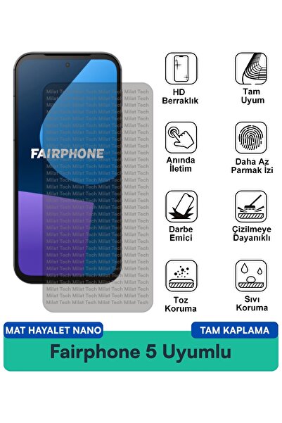 Milat Tech فيلم حماية الشاشة Fairphone 5 Matte Ghost Nano مقاوم للخدوش والصدمات