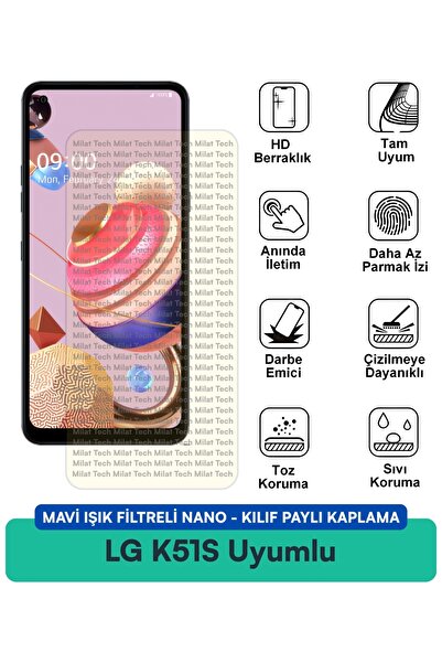 Milat Tech غطاء نانو متوافق مع هاتف LG K51S مع فلتر الضوء الأزرق، طبقة حماية ...
