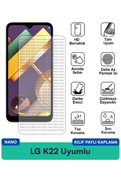 Milat Tech غطاء حماية شاشة متوافق مع LG K22 Nano لا يترك بصمات الأصابع، شفاف ...