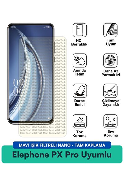 Milat Tech فيلم حماية شاشة نانو من Elephone PX Pro مزود بفلتر الضوء الأزرق وم...