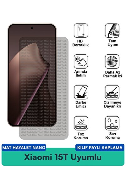 Milat Tech غطاء حماية شاشة متوافق مع هاتف شاومي 15T مات هايت نانو يقلل الانعك...