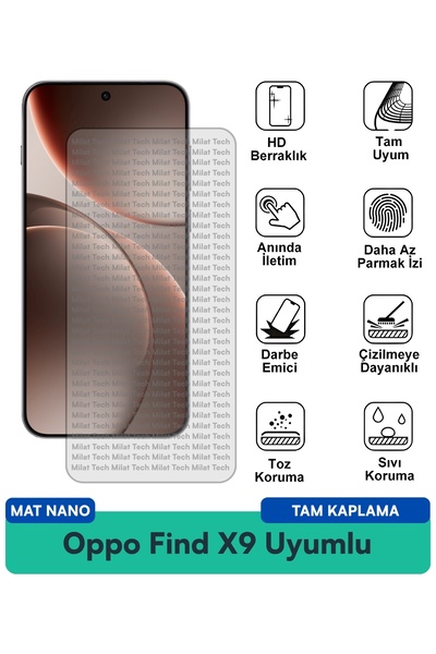 Milat Tech طبقة حماية للشاشة من أوبو فايند إكس 9 مات نانو تقلل من انعكاس الضو...