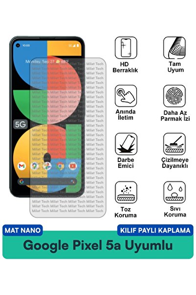 Milat Tech غطاء حماية نانو ماتي لهاتف جوجل بيكسل 5a، متوافق مع طبقة حماية الش...
