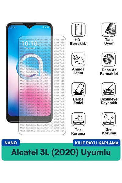 Milat Tech فيلم حماية للشاشة متوافق مع حافظة نانو لهاتف Alcatel 3L (2020) مقا...