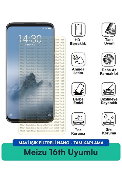 Milat Tech واقي شاشة نانو مع فلتر الضوء الأزرق لهاتف Meizu 16th مقاوم للخدوش ...
