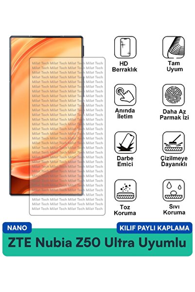Milat Tech حافظة ZTE Nubia Z50 Ultra Nano متوافقة مع طبقة حماية الشاشة لا تتر...