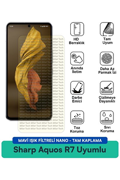 Milat Tech فيلم حماية شاشة نانو مع فلتر الضوء الأزرق من شارب أكوس R7 مقاوم لل...